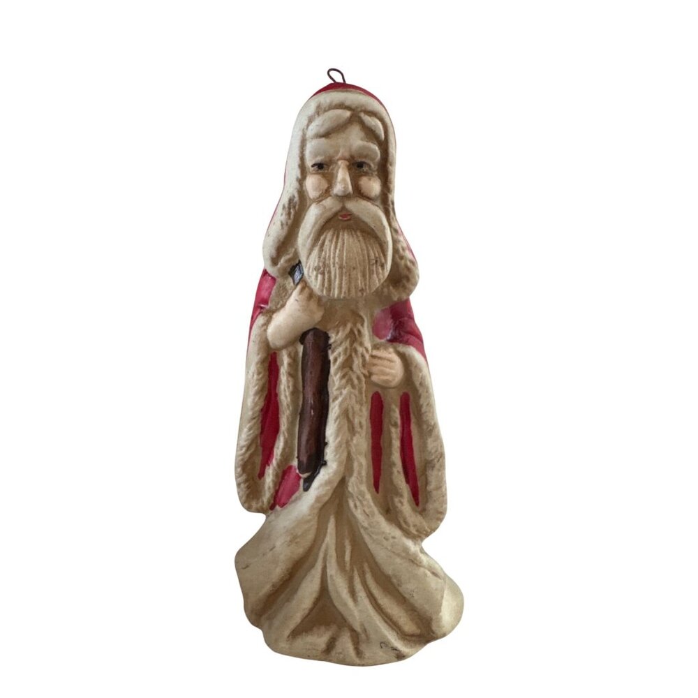 Vintage Santa Claus Figurine Hand-Painted Resin Christmas Decoration 5” Red/Whit